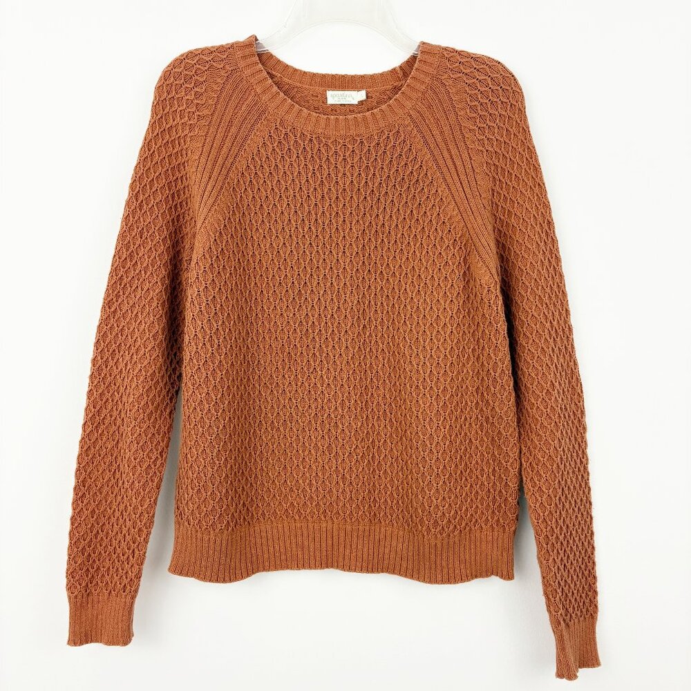 Spartina 449 Shelby Crewneck Sweater Size L Sierra Cotton Raglan Long Sleeve